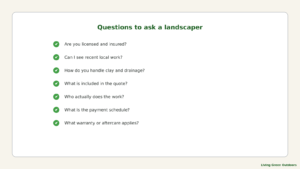 A landscaper and homeowner discussing plans in a South West Sydney yard